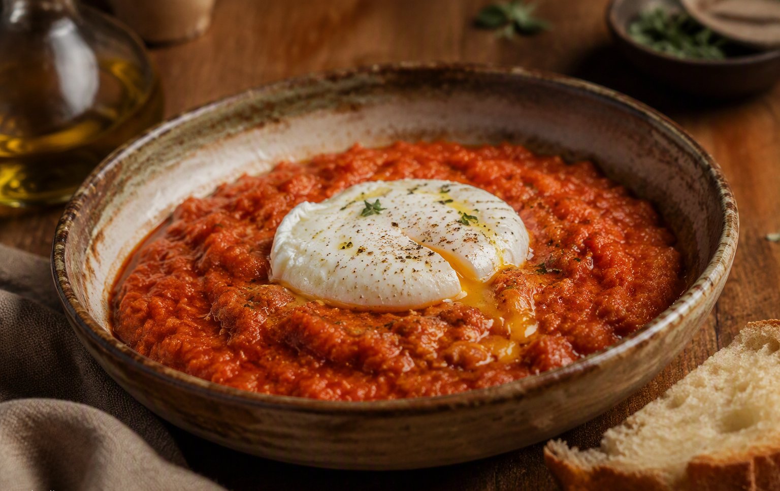 Pappa al pomodoro con uovo pochè